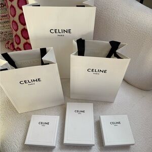 Authentic Celine White Shopping Bags and Boxes Set